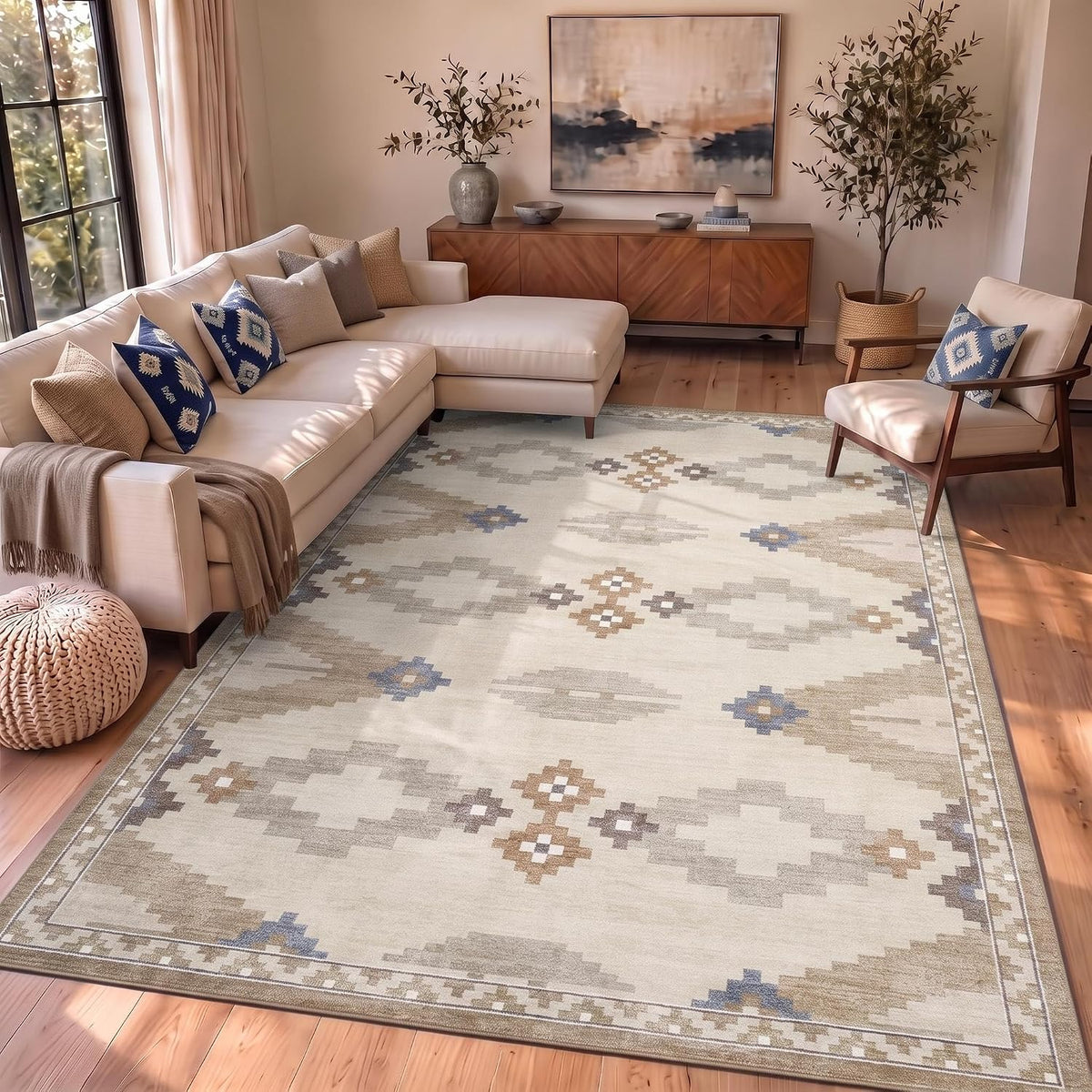 GarveeHome Modern Geometric Bedroom Washable 4x6 Small Living Room Rugs
