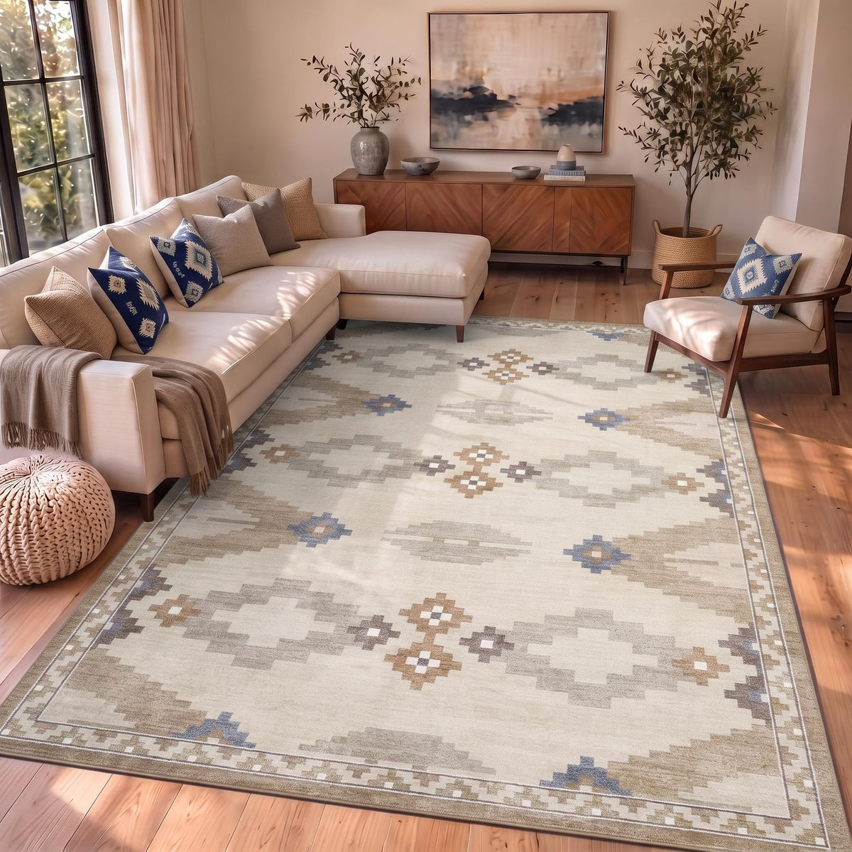 GarveeHome Modern Geometric Bedroom Washable 4x6 Small Living Room Rugs