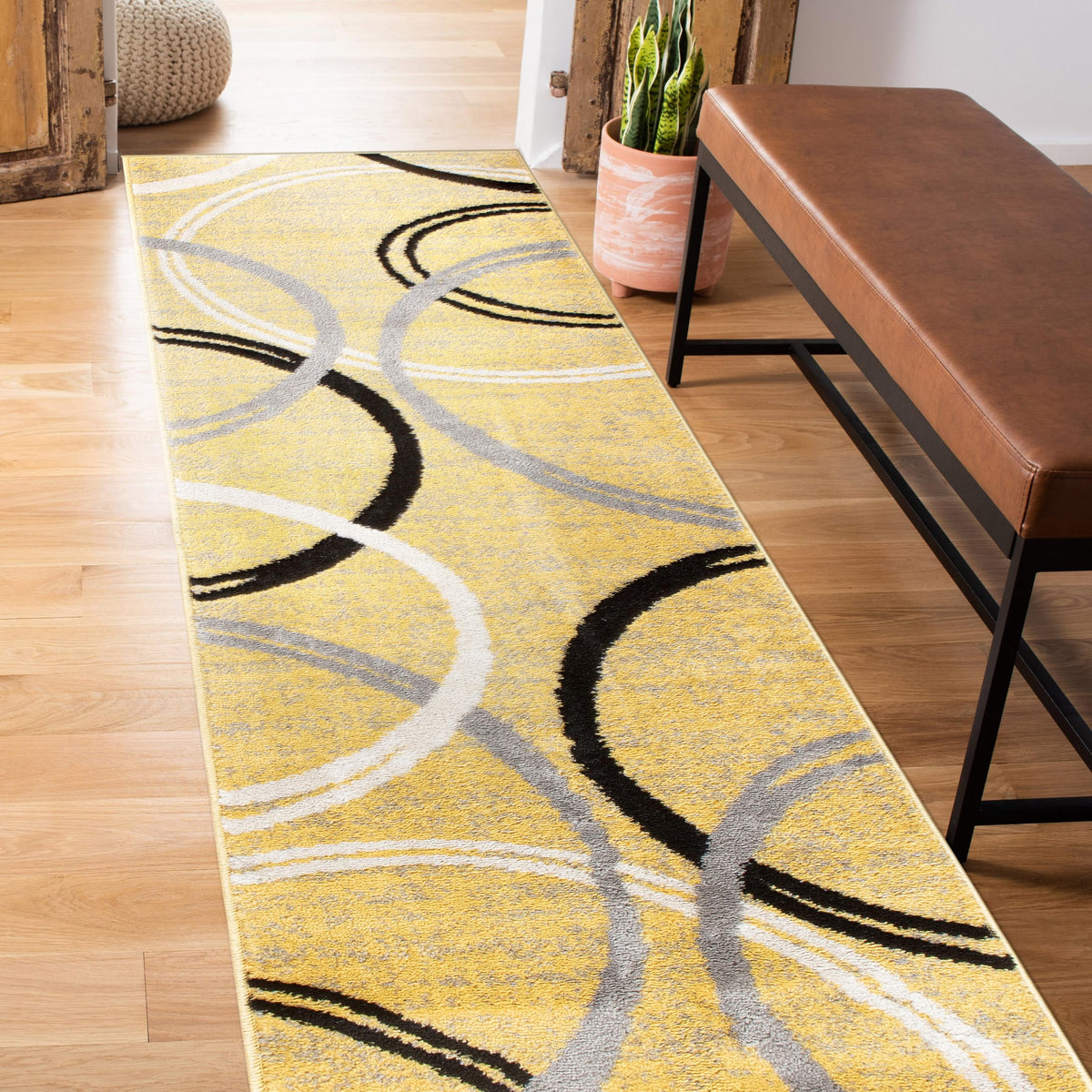 Rugshop Wavy Circles Fade-Resistant Living Room Area Rug Gray 5'3" x 7'3"