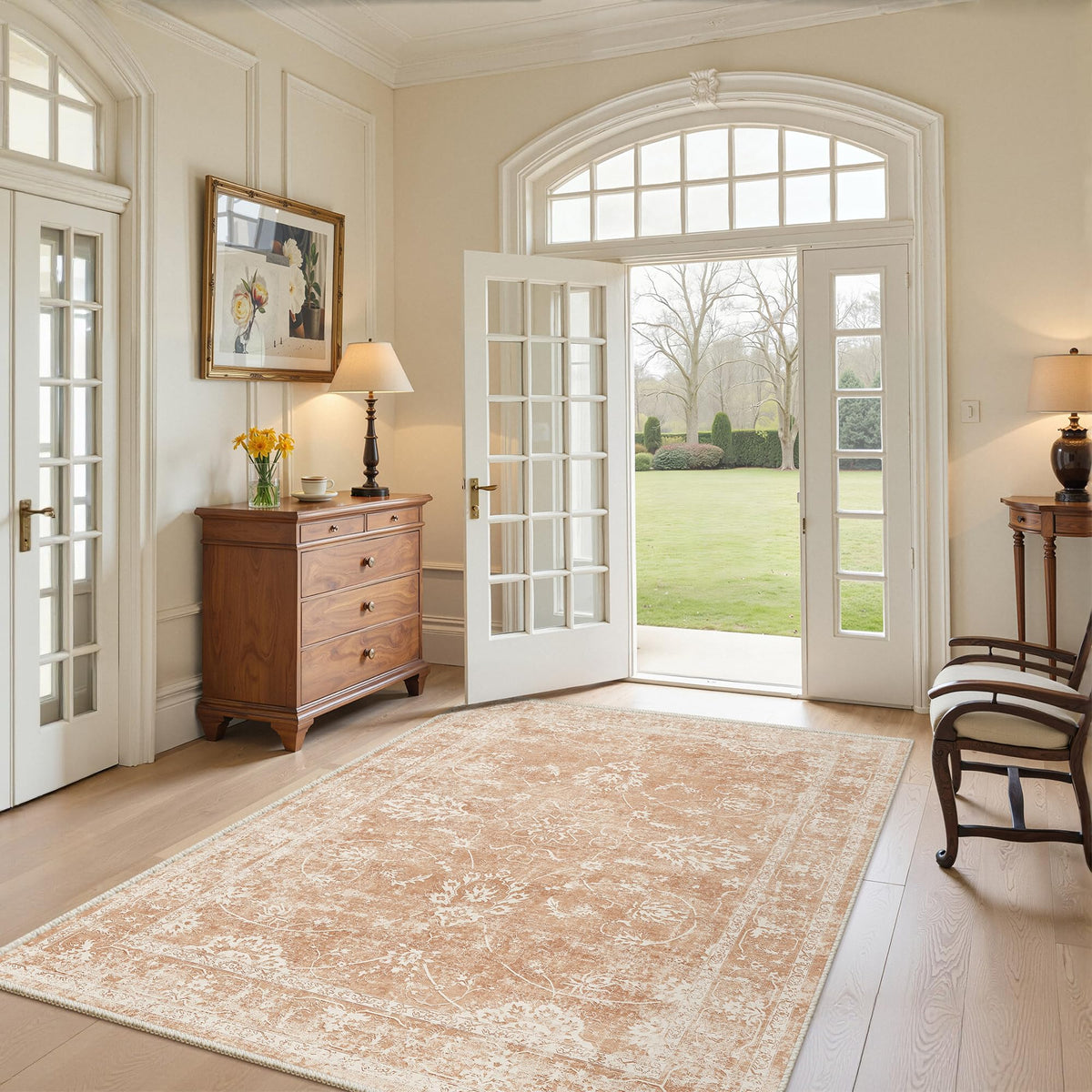 Madane 8x10 Area Rugs for Living Room, Washable Neutral Rug Brown/Sand