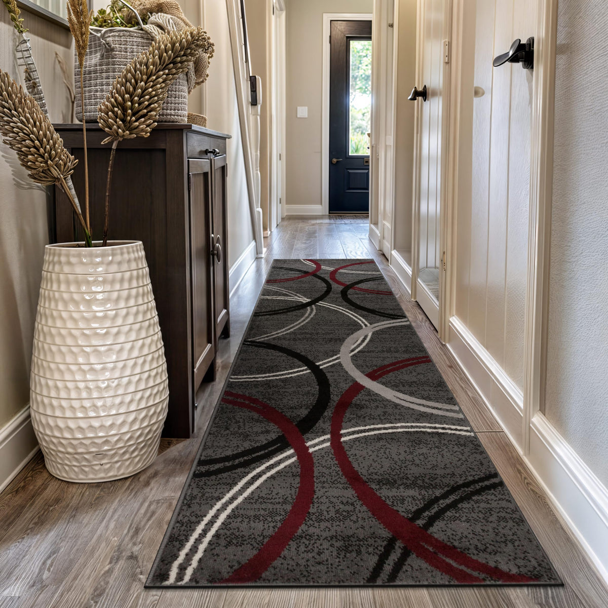 Rugshop Wavy Circles Fade-Resistant Living Room Area Rug Gray 5'3" x 7'3"