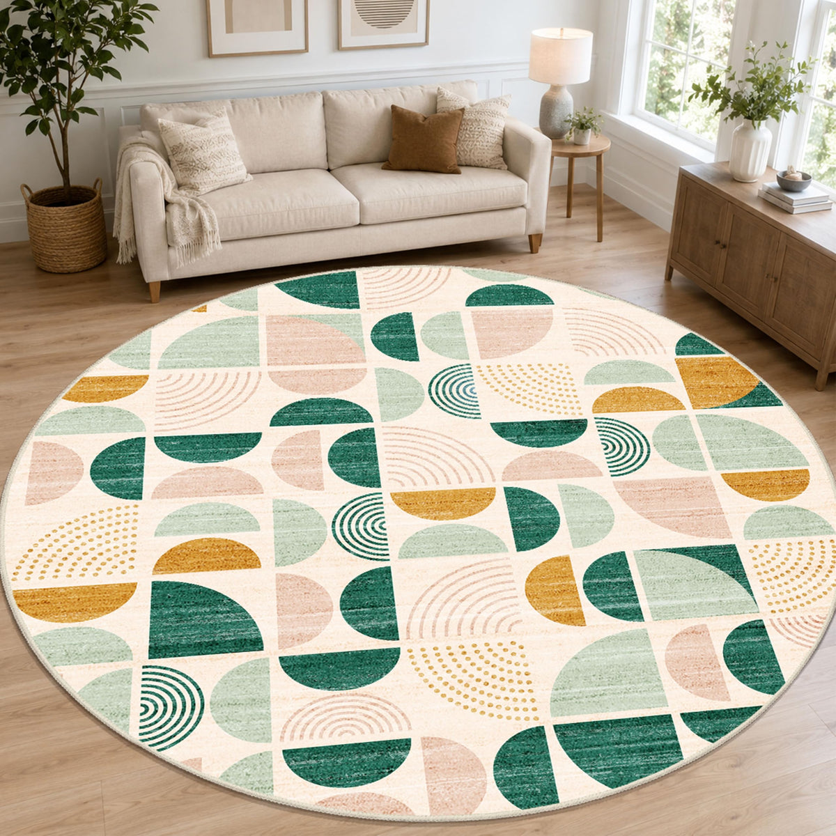 MUJOO 5x7 Area Rugs Washable,Boho Rugs Non Slip Modern Abstract Large