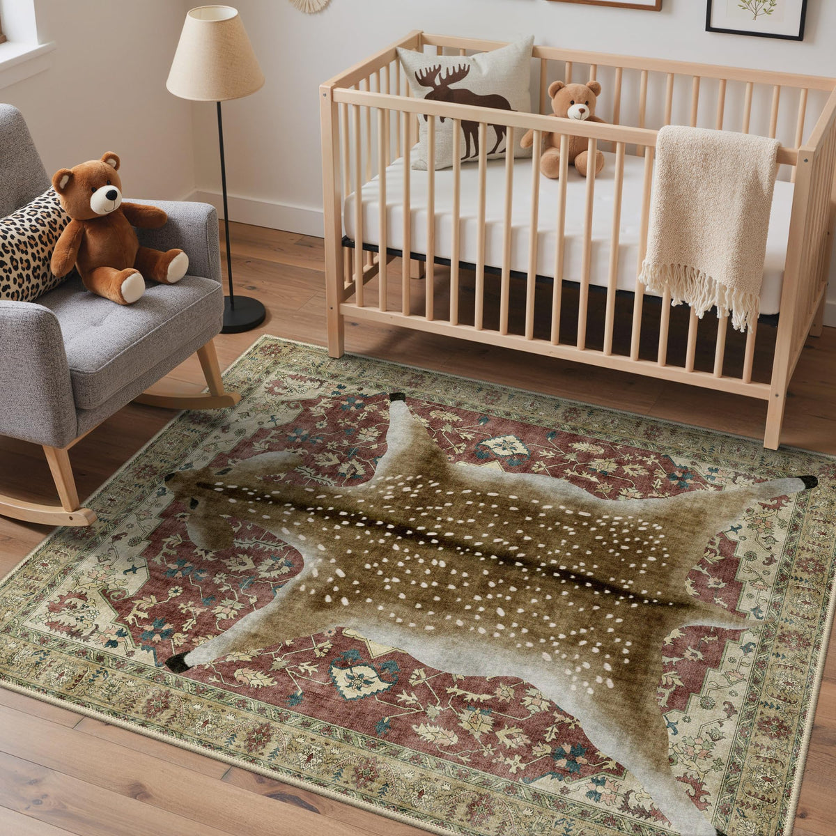 Bavni Leopard Rug 5x7 Cheetah Animal Print Rug Washable Jungle Rugs Blue