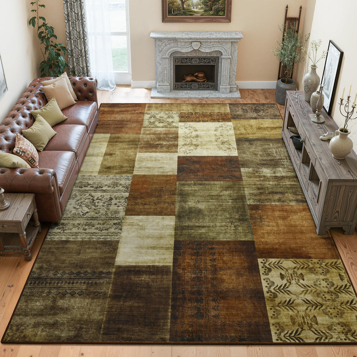 Tepook 8x10 Area Rugs for Living Room, Washable Large Geometric Bedroom Rug