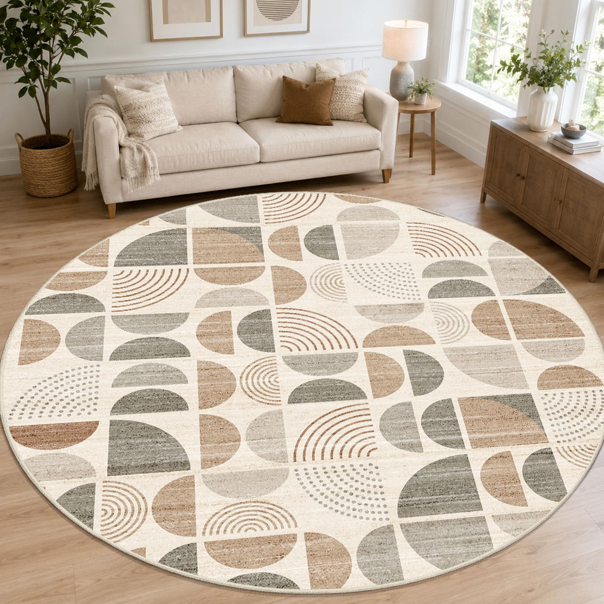 MUJOO 5x7 Area Rugs Washable,Boho Rugs Non Slip Modern Abstract Large