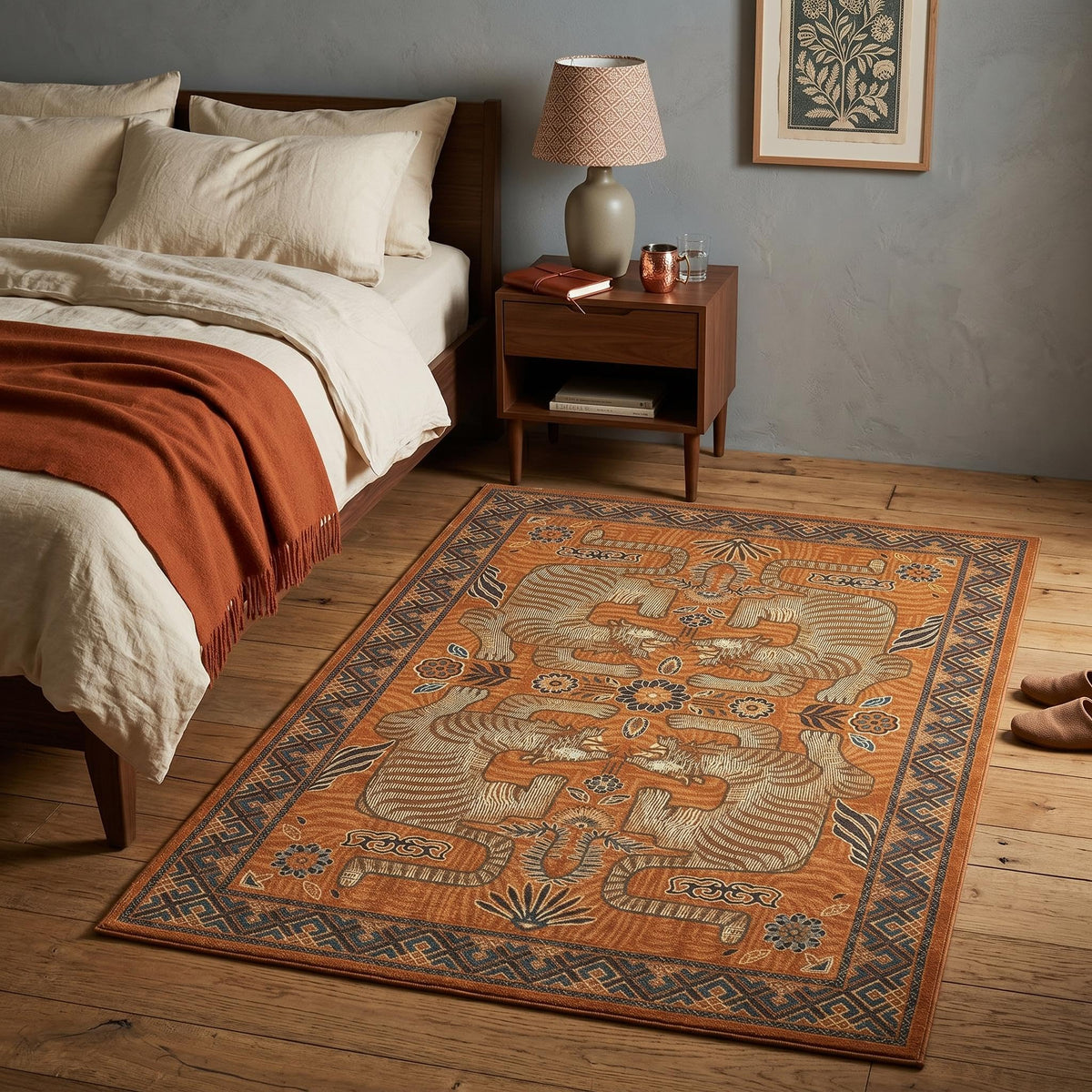 GarveeHome Tiger 8x10 Area Rugs Boho Washable Vintage Non Slip Living Room