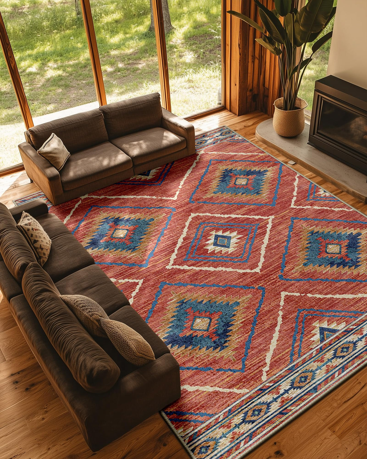 BESTSWEETIE 8'x10' Washable Area Rug for Living Room Bedroom Yellowbrown