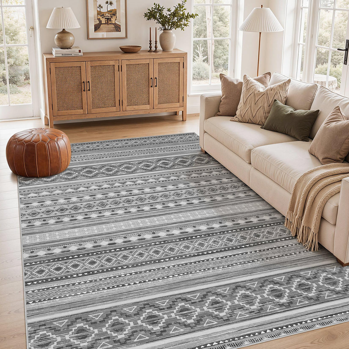 cotiled 6x9 Area Rugs for Living Room: Boho Washable Rug for Dining Room