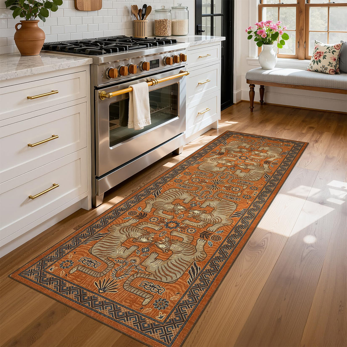 GarveeHome Tiger 8x10 Area Rugs Boho Washable Vintage Non Slip Living Room
