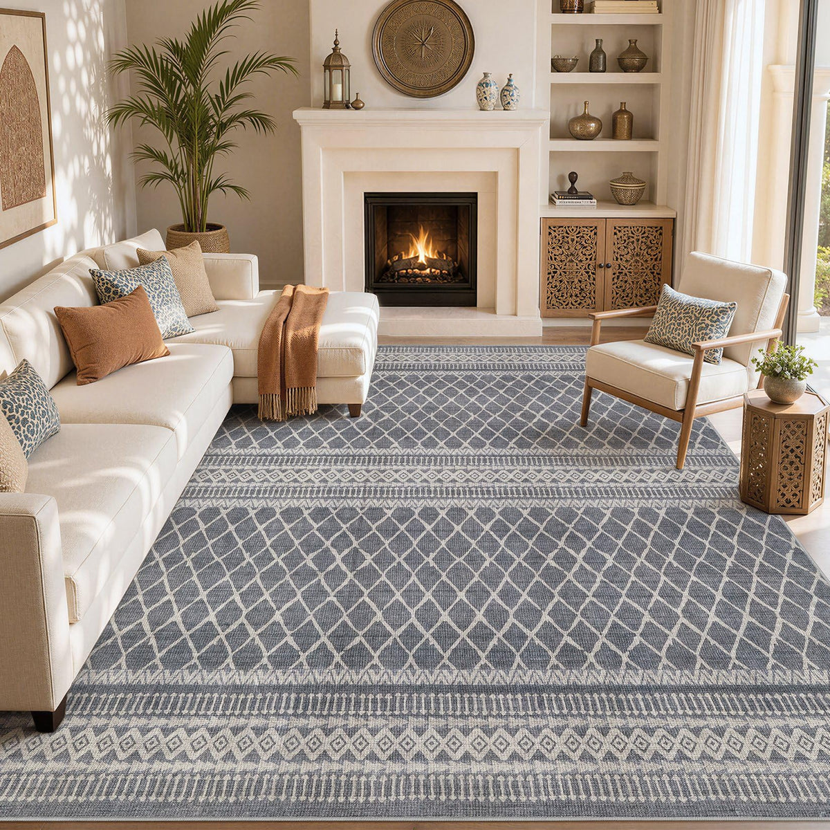cotiled 6x9 Area Rugs for Living Room: Boho Washable Rug for Dining Room