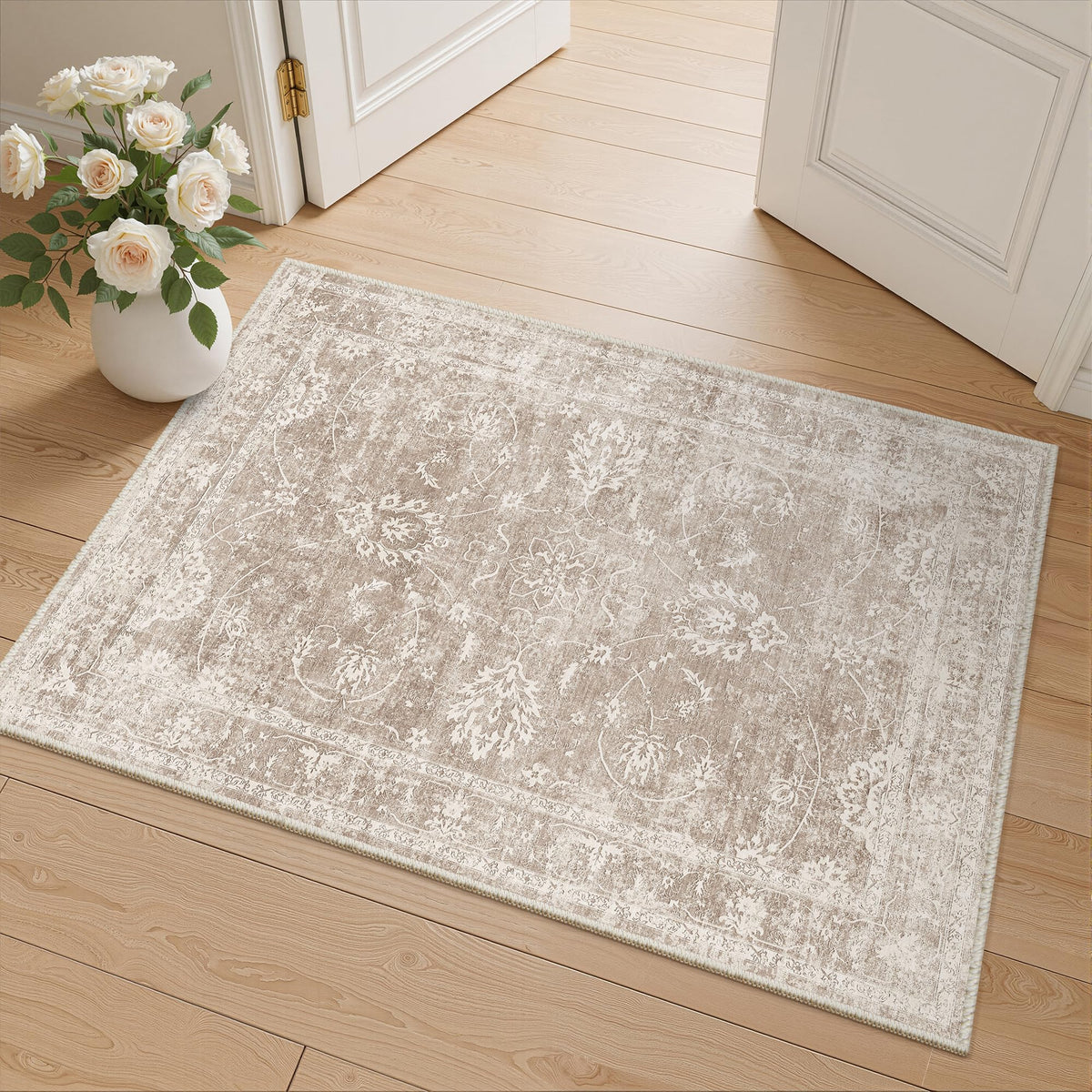 Madane 8x10 Area Rugs for Living Room, Washable Neutral Rug Brown/Sand