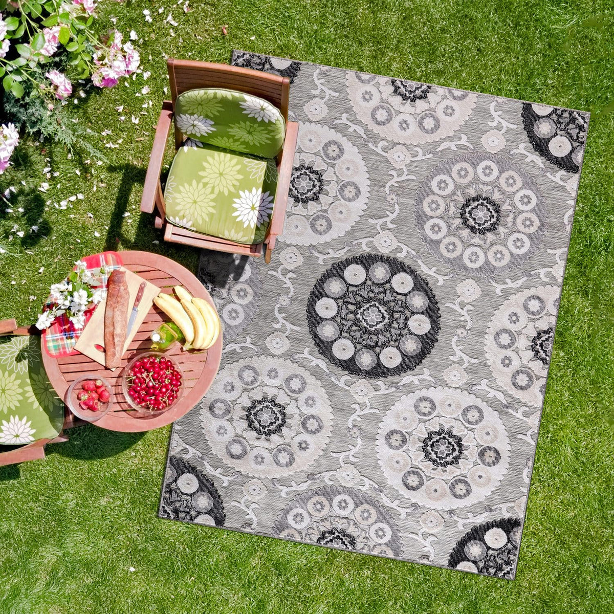 CAMILSON Indoor Outdoor Rug, Multicolor 6x9 Geometric Arch Striped Area Rugs for Patio and Home Areas, Easy-Cleaning Non-Shedding Living Room, Garden and Deck Washable Outside Carpet (6 x 9)