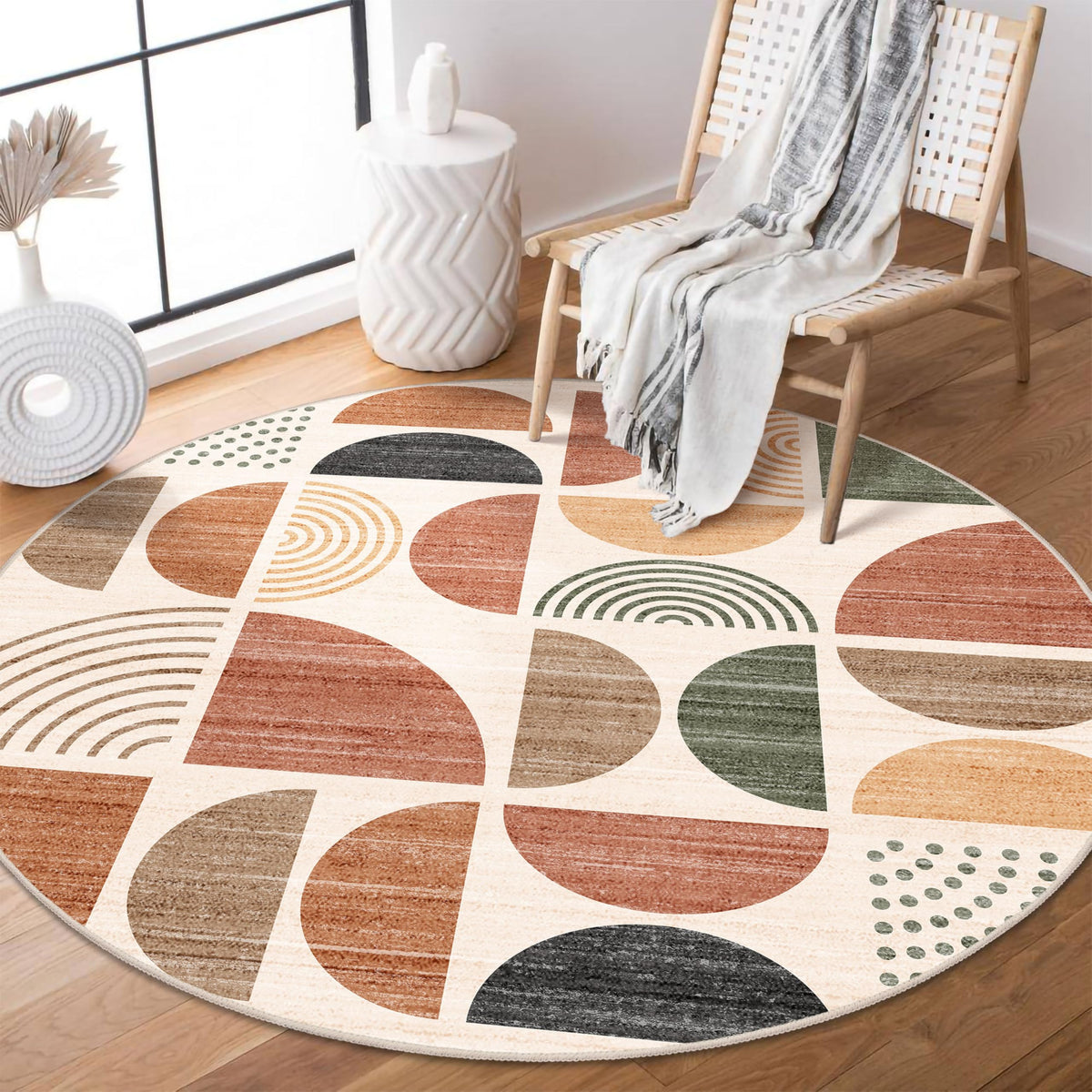 MUJOO 5x7 Area Rugs Washable,Boho Rugs Non Slip Modern Abstract Large