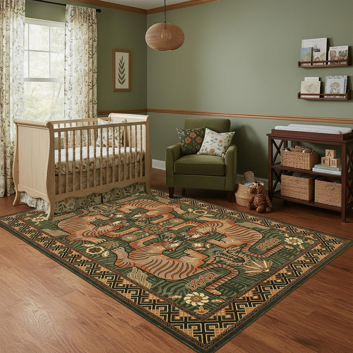 GarveeHome Tiger 8x10 Area Rugs Boho Washable Vintage Non Slip Living Room