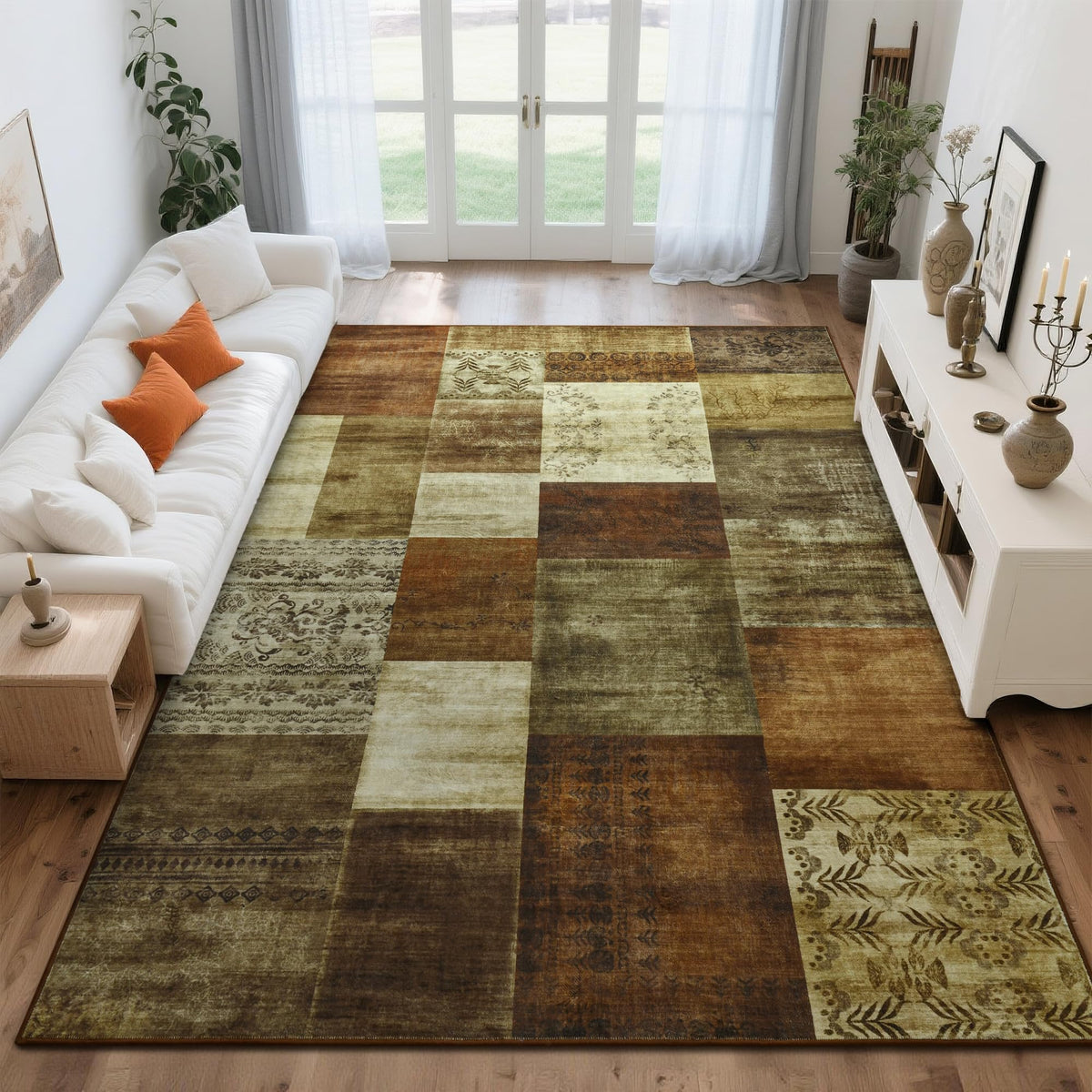 Tepook 8x10 Area Rugs for Living Room, Washable Large Geometric Bedroom Rug