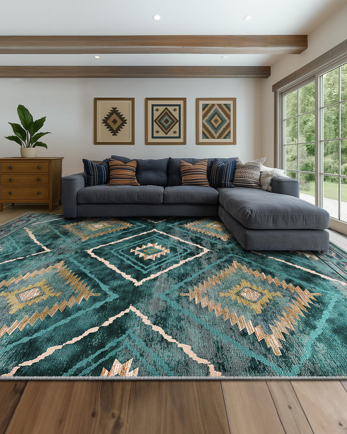 BESTSWEETIE 8'x10' Washable Area Rug for Living Room Bedroom Yellowbrown