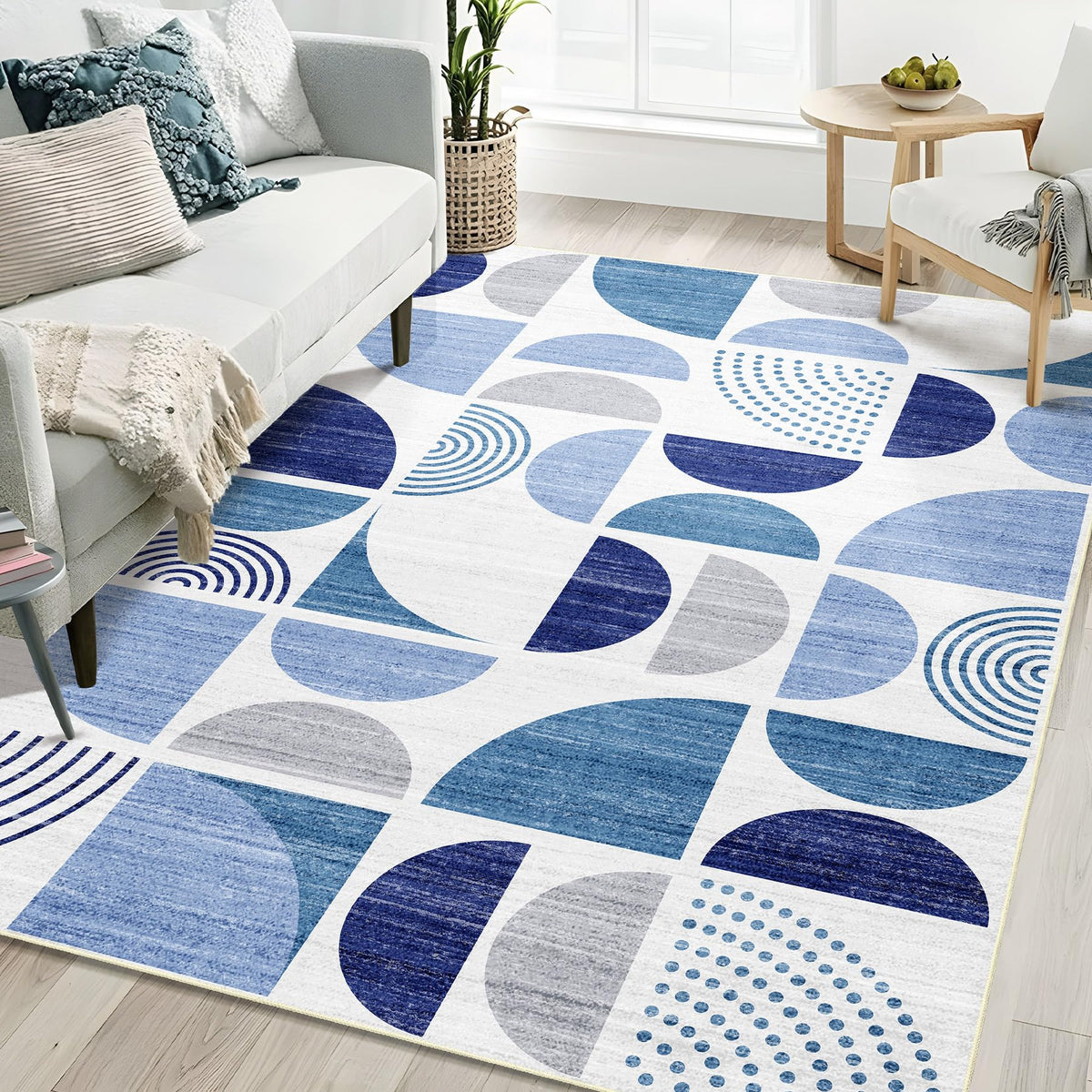 MUJOO 5x7 Area Rugs Washable,Boho Rugs Non Slip Modern Abstract Large