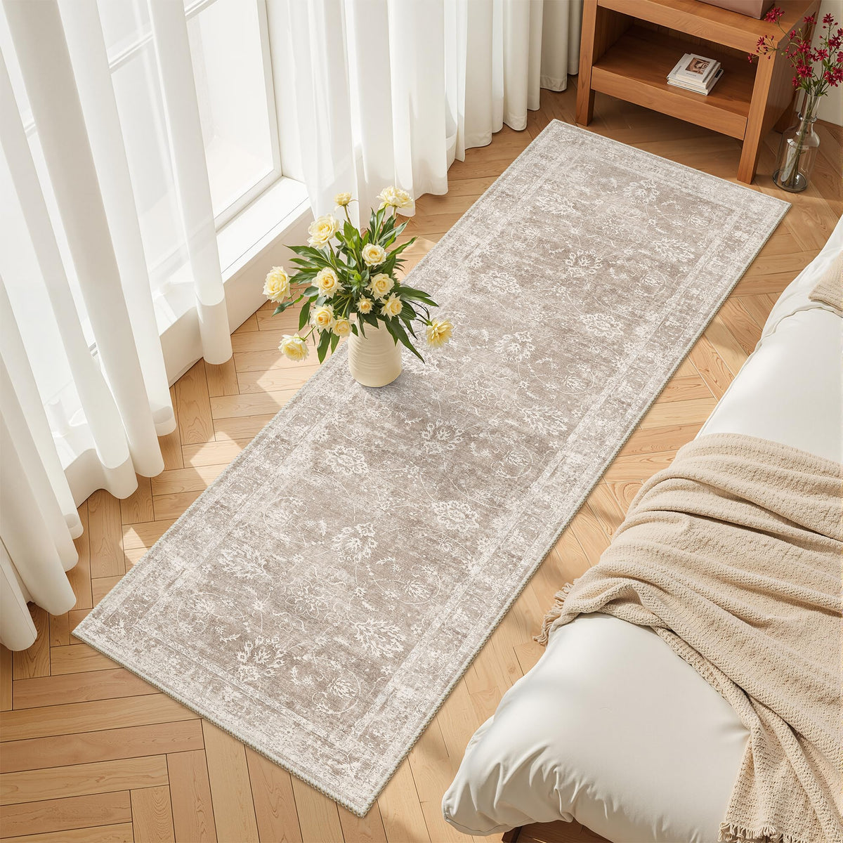 Madane 8x10 Area Rugs for Living Room, Washable Neutral Rug Brown/Sand