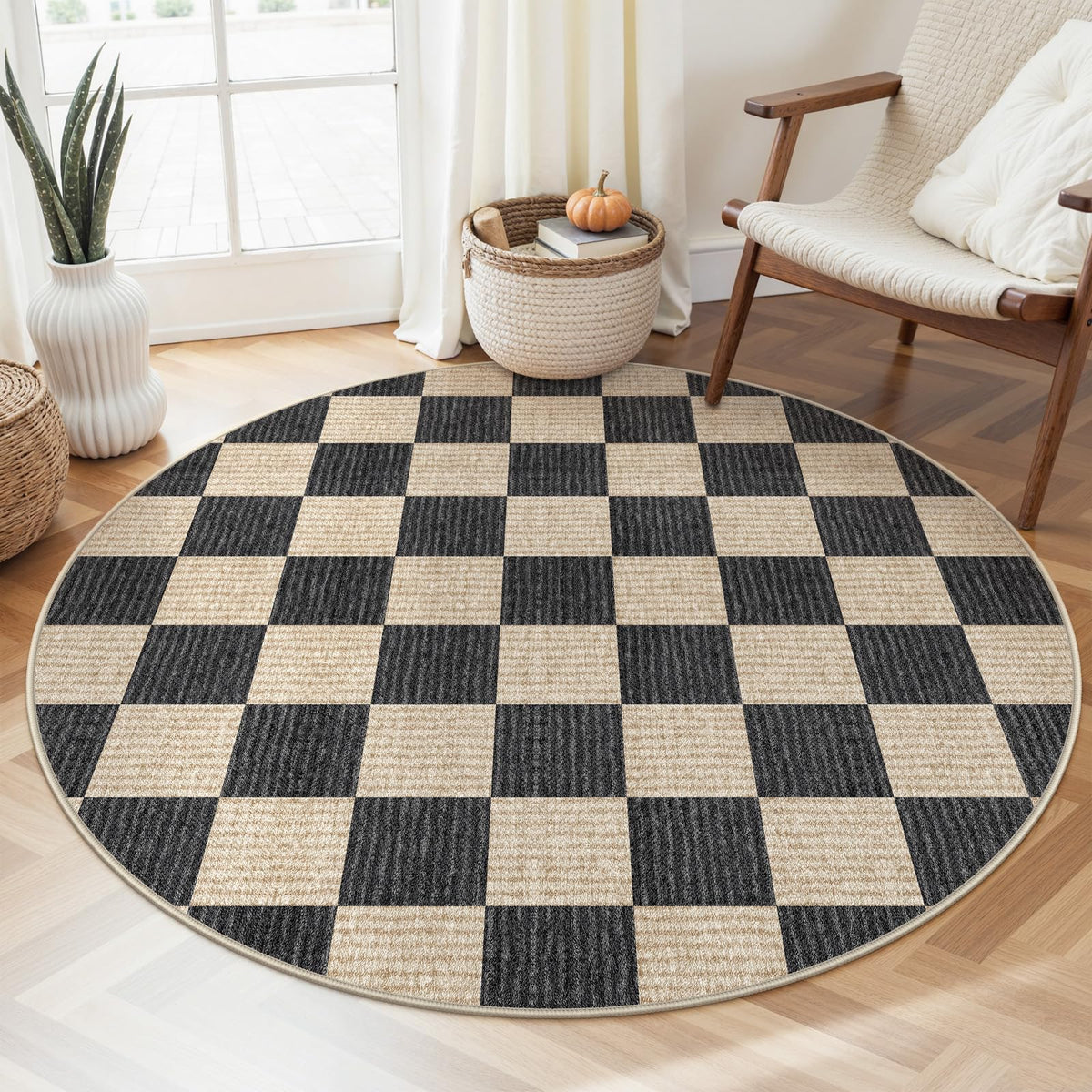LIVEBOX 8x10 Area Rugs for Living Room, Checkered Non-Slip Washable Rugs, Farmhouse Neutral Classic Geometric Large Boys Area Rug for Bedroom, Carpet for Living Dining Room Office(Sage Green,8'x10')