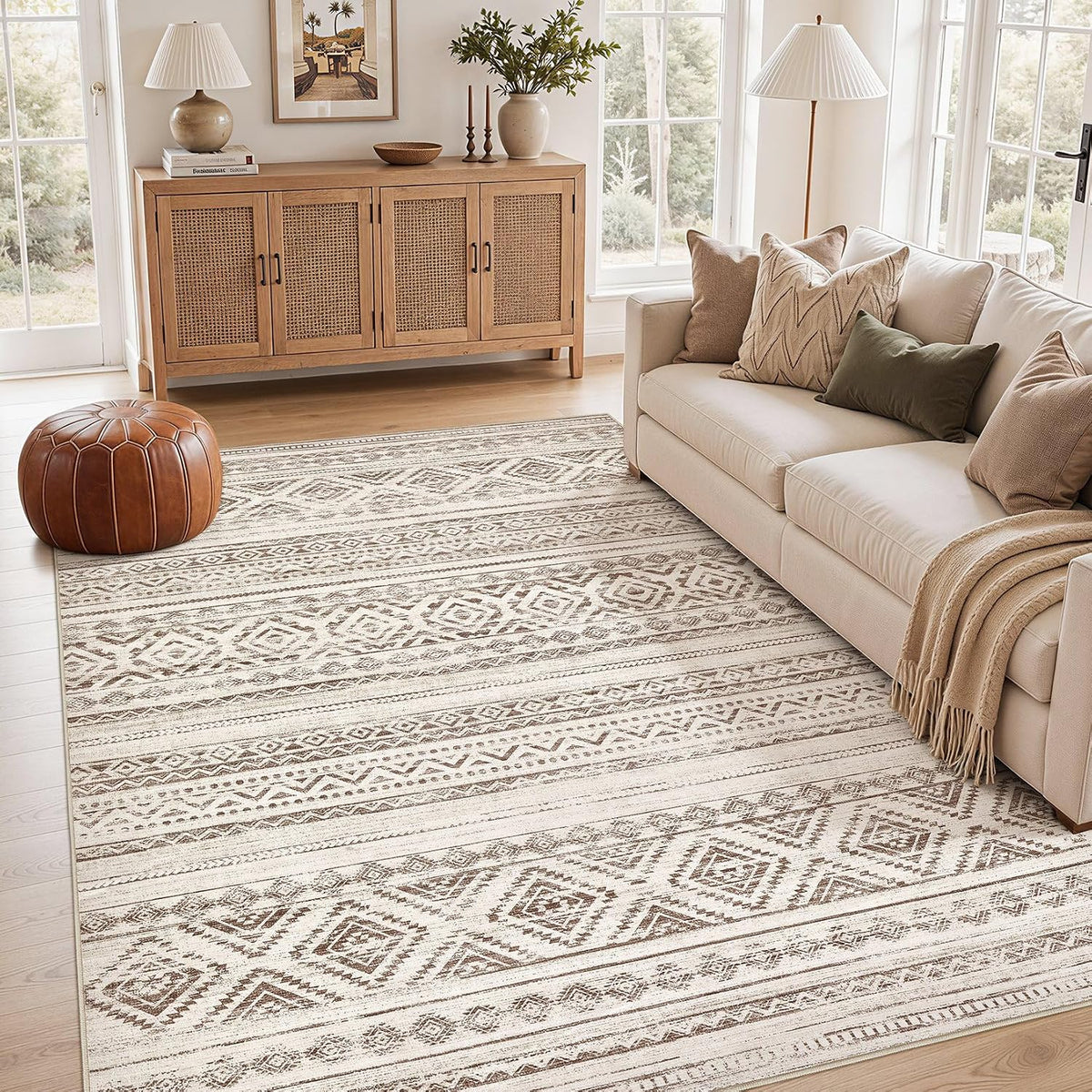 cotiled 6x9 Area Rugs for Living Room: Boho Washable Rug for Dining Room