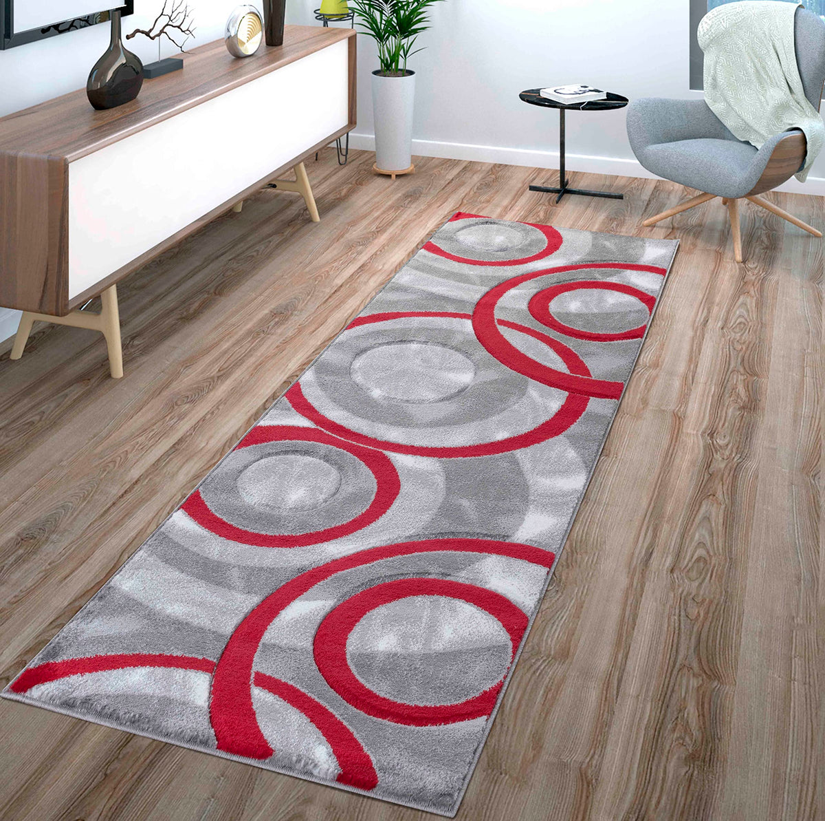 GLORY RUGS Area Rug Modern 5x7 Brown Circles Geometry Soft Hand Carved Contemporary Floor Carpet Fluffy Texture for Indoor Living Dining Room and Bedroom Area