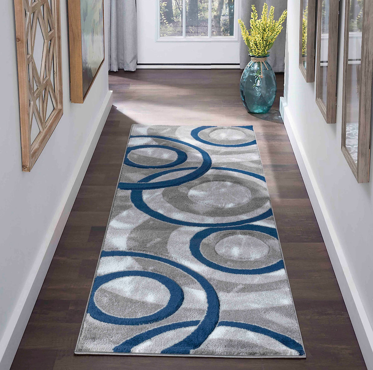 GLORY RUGS Area Rug Modern 5x7 Brown Circles Geometry Soft Hand Carved Contemporary Floor Carpet Fluffy Texture for Indoor Living Dining Room and Bedroom Area