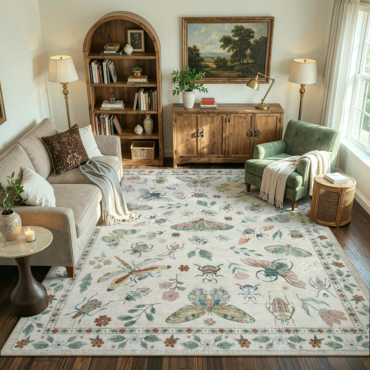 Lahome Insect 5x7 Area Rugs, Soft Bug Washable Rugs for Bedroom Living Room