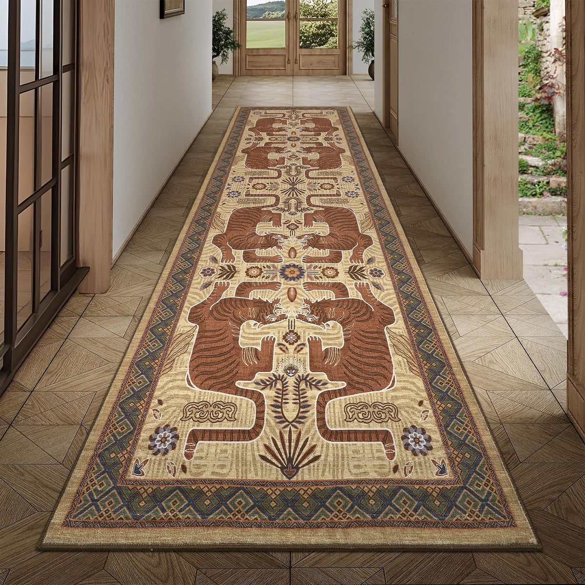 GarveeHome Tiger 8x10 Area Rugs Boho Washable Vintage Non Slip Living Room