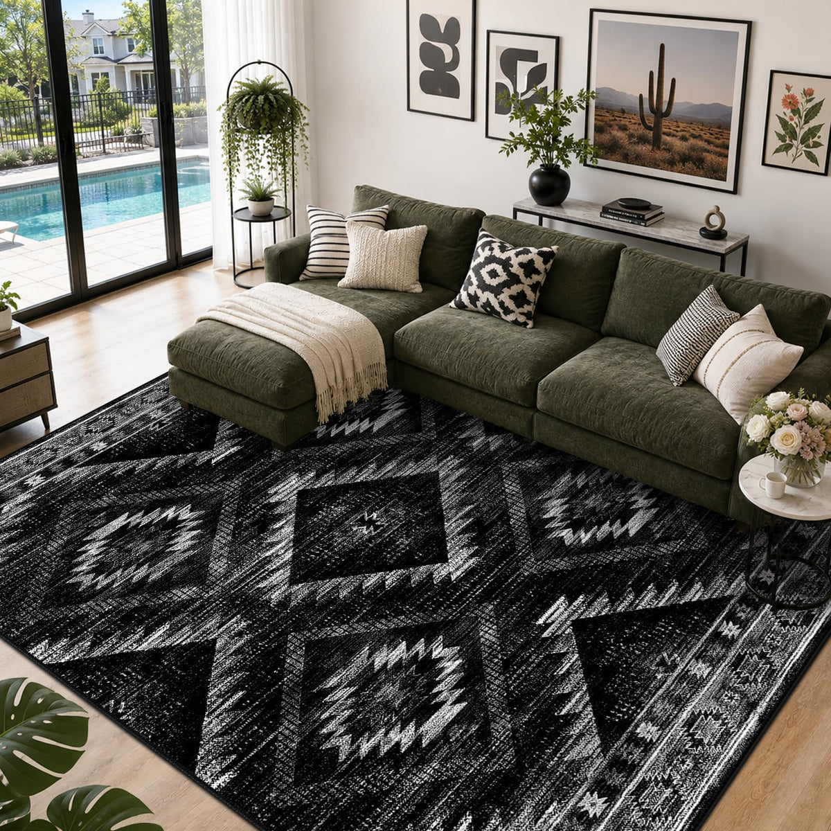 BESTSWEETIE 5'x7' Washable Area Rug for Living Room Bedroom Yellowbrown