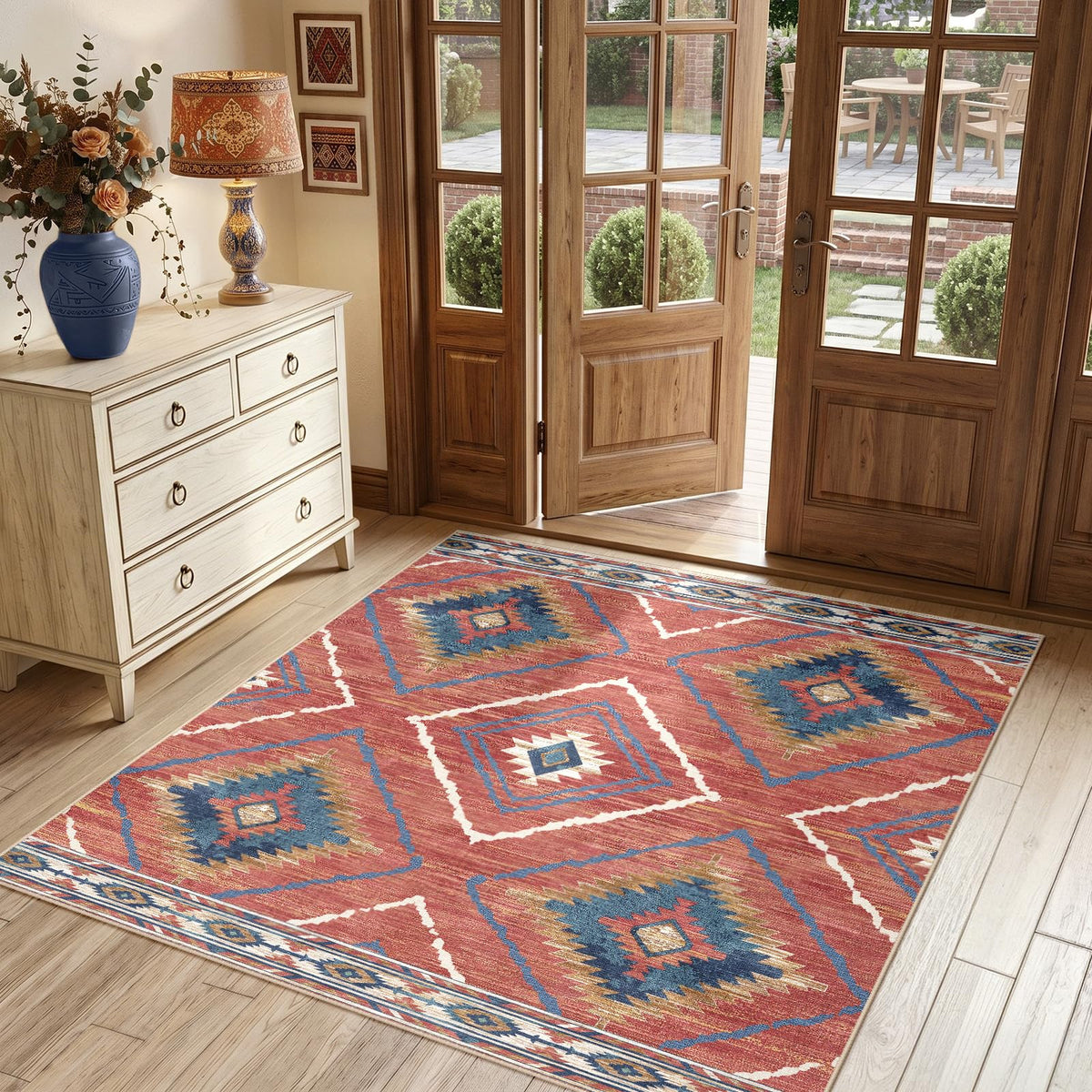 BESTSWEETIE 8'x10' Washable Area Rug for Living Room Bedroom Yellowbrown