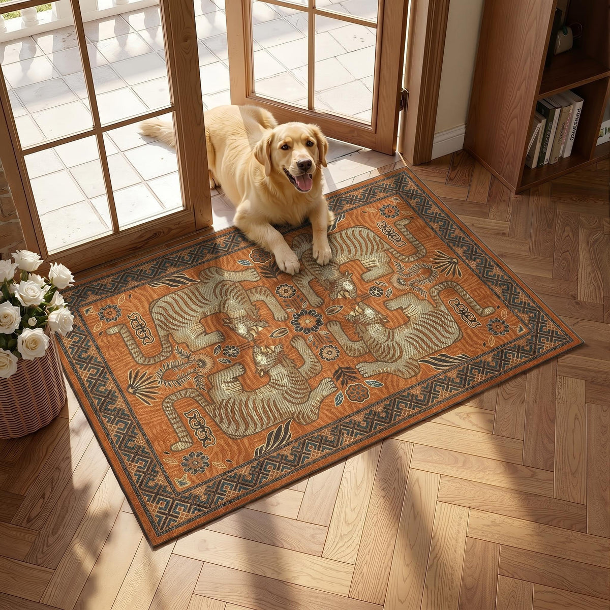 GarveeHome Tiger 8x10 Area Rugs Boho Washable Vintage Non Slip Living Room