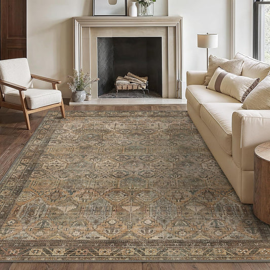 8x10 Area Rug Washable Rug for Living Room Bedroom Non Slip Carpet Taupe