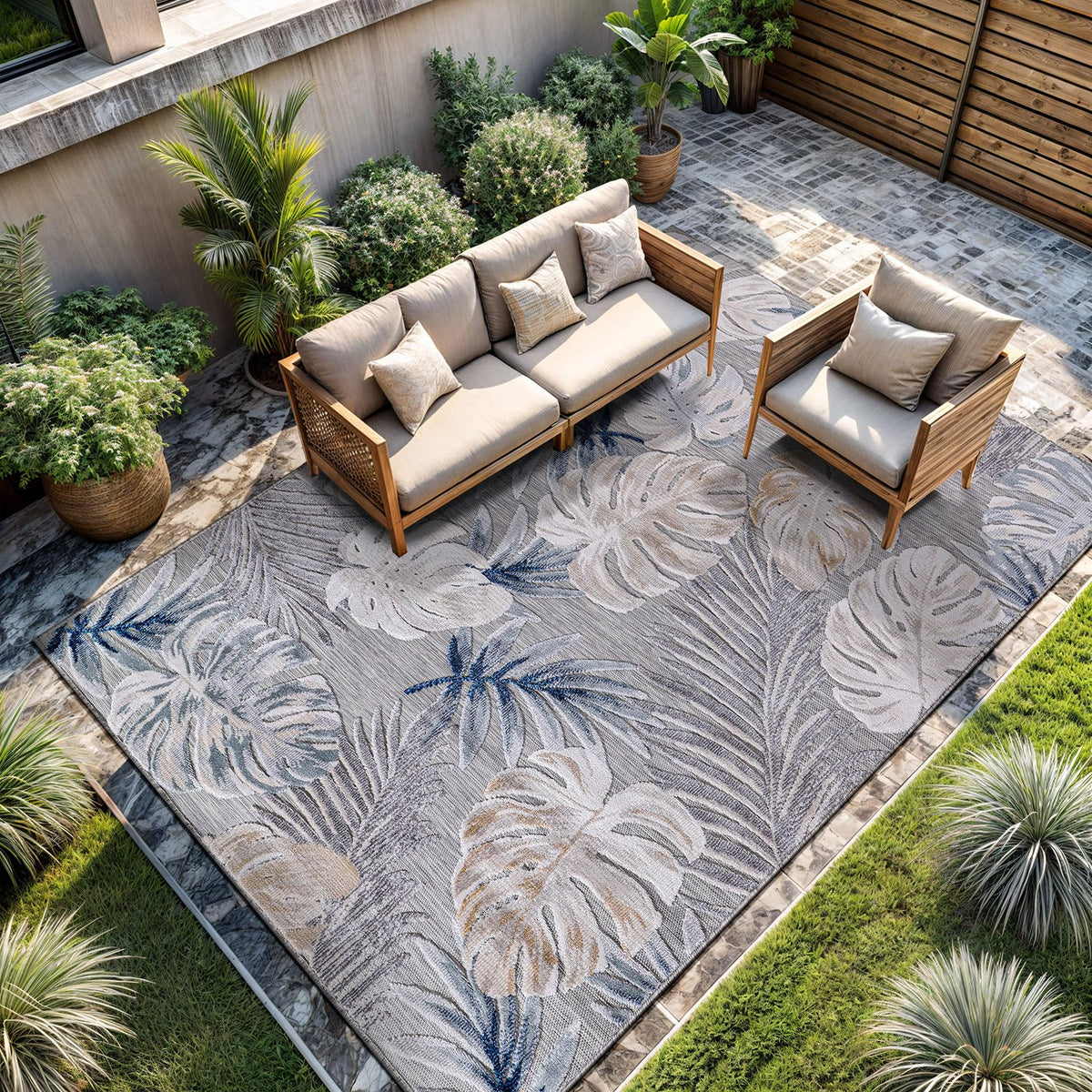 CAMILSON Indoor Outdoor Rug, Multicolor 6x9 Geometric Arch Striped Area Rugs for Patio and Home Areas, Easy-Cleaning Non-Shedding Living Room, Garden and Deck Washable Outside Carpet (6 x 9)