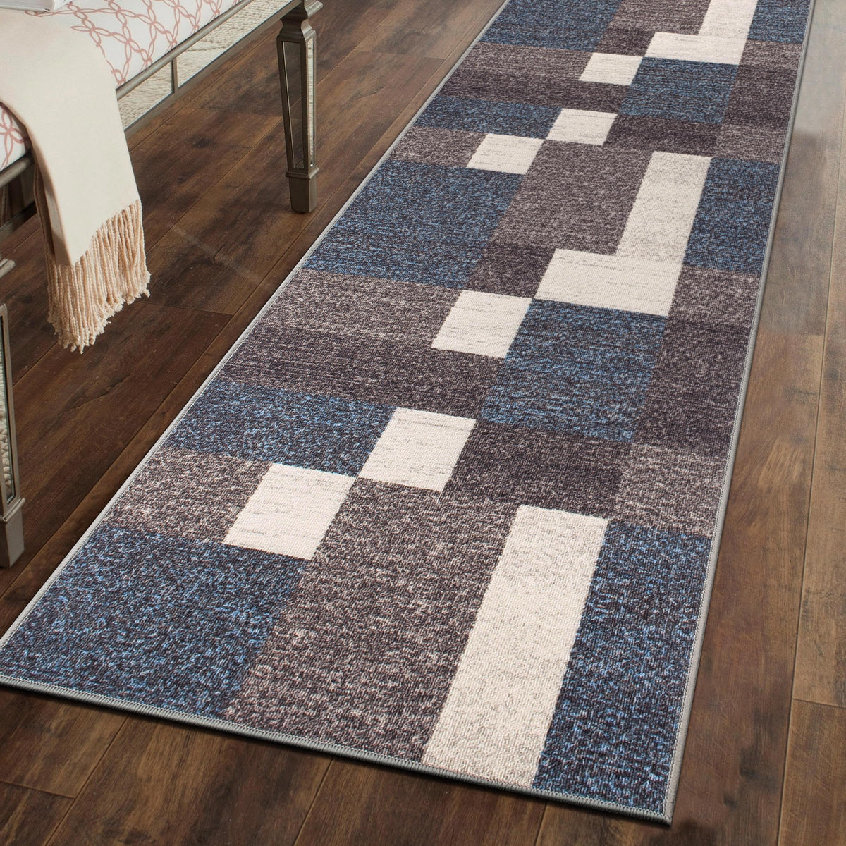 Rugshop Geometric Boxes Non-Slip Modern Area Rug Red 5'3" x 7'3"