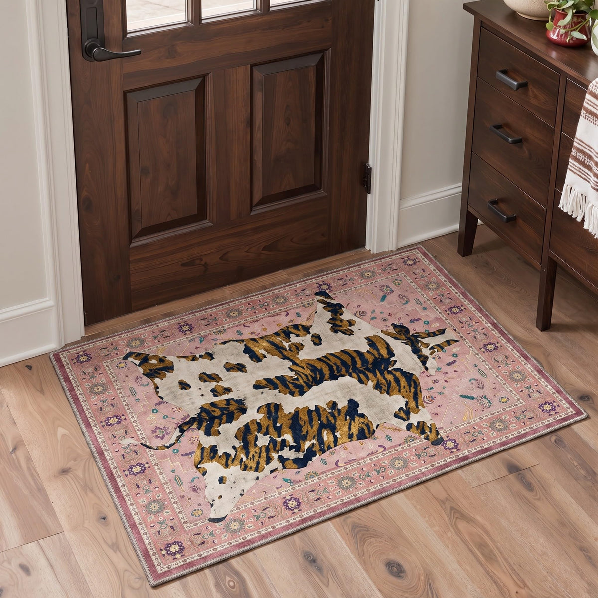 Bavni Leopard Rug 5x7 Cheetah Animal Print Rug Washable Jungle Rugs Blue