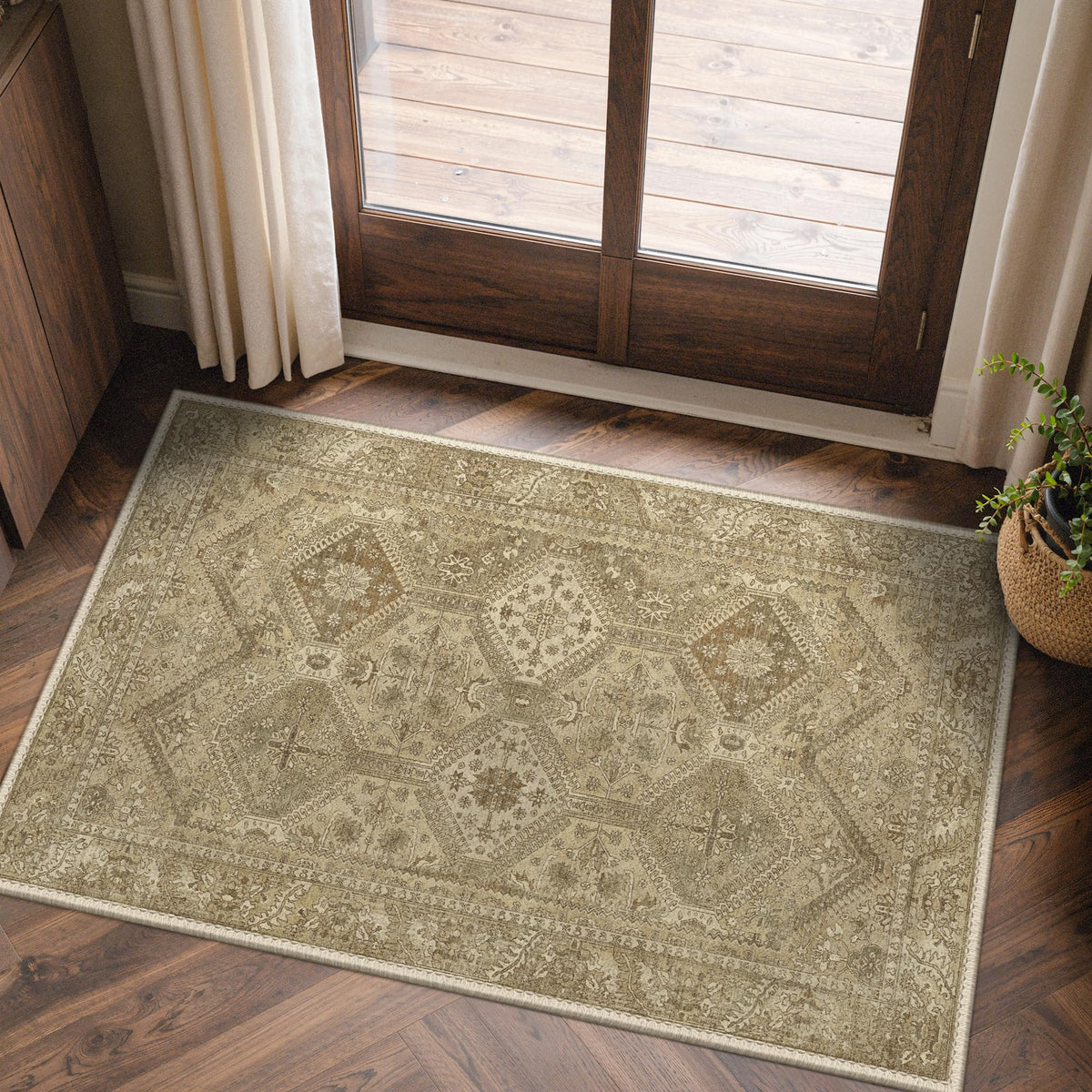 8x10 Area Rug Washable Rug for Living Room Bedroom Non Slip Carpet Taupe