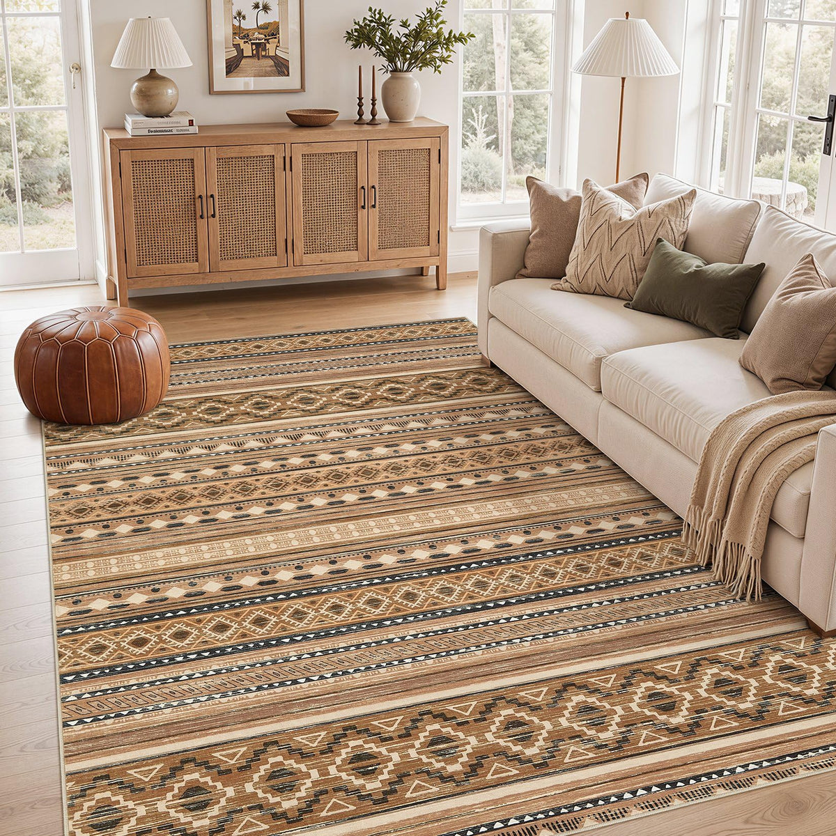 cotiled 6x9 Area Rugs for Living Room: Boho Washable Rug for Dining Room