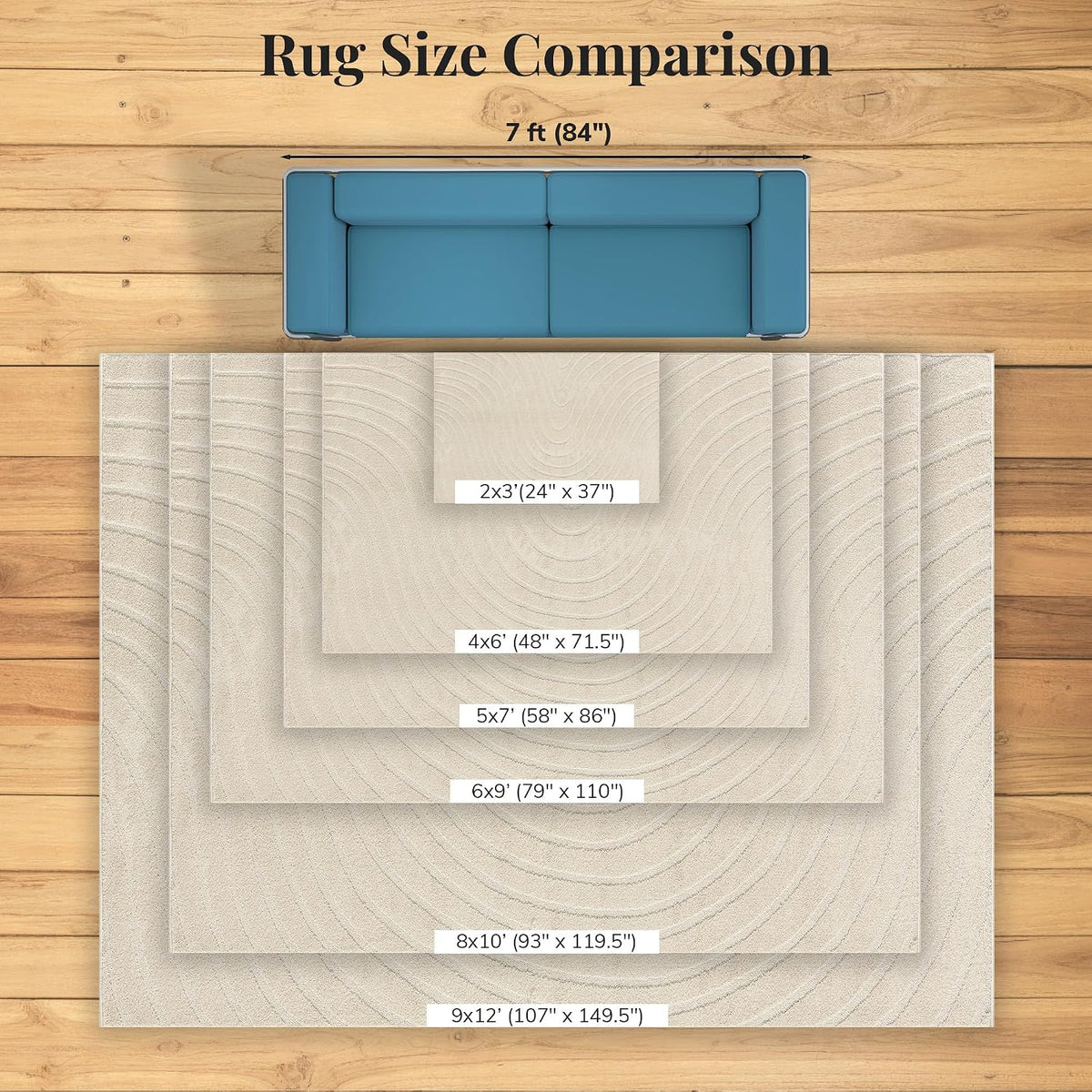 LUXE WEAVERS Modern Geometric Wave Cream 6x9 Area Rug