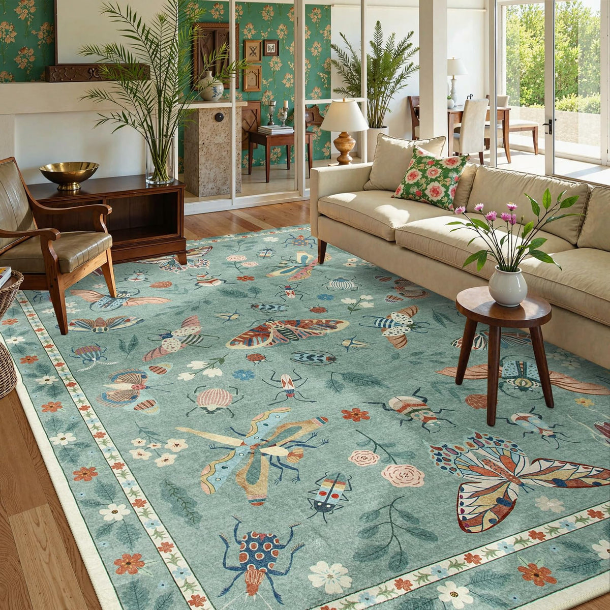 Lahome Insect 5x7 Area Rugs, Soft Bug Washable Rugs for Bedroom Living Room