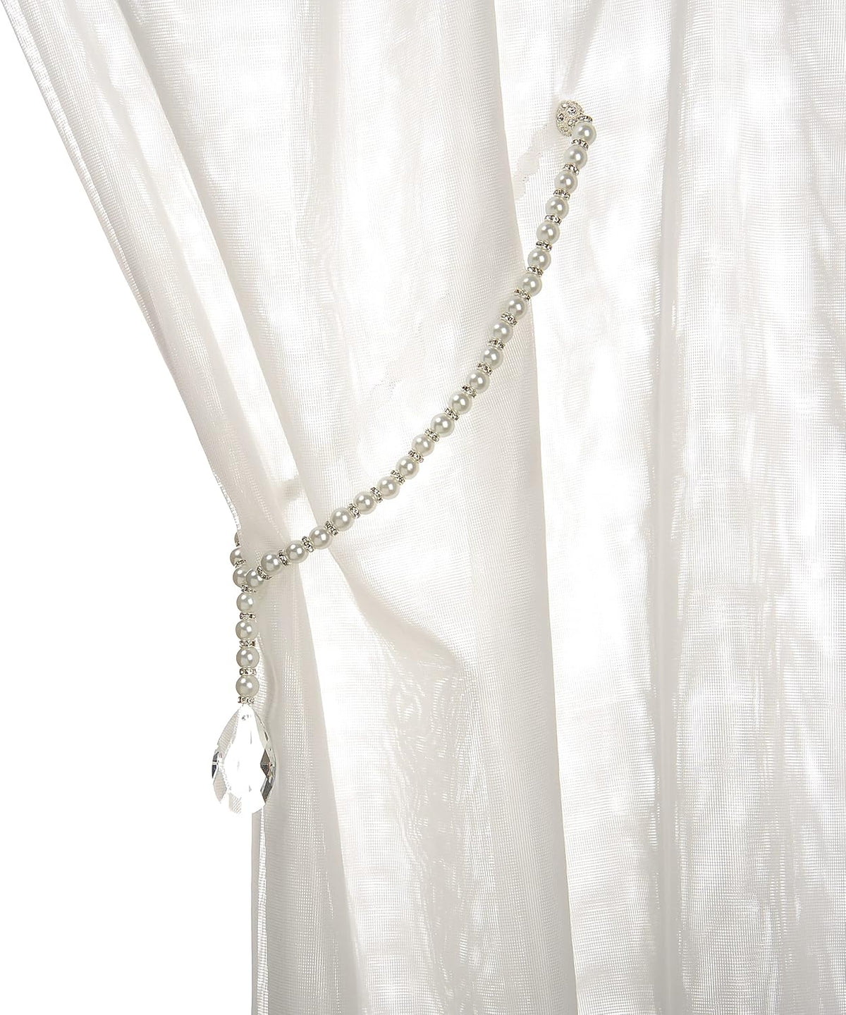 SUQ I OME Luxury Crystal Beaded Magnetic Curtain Tieback, Crystal