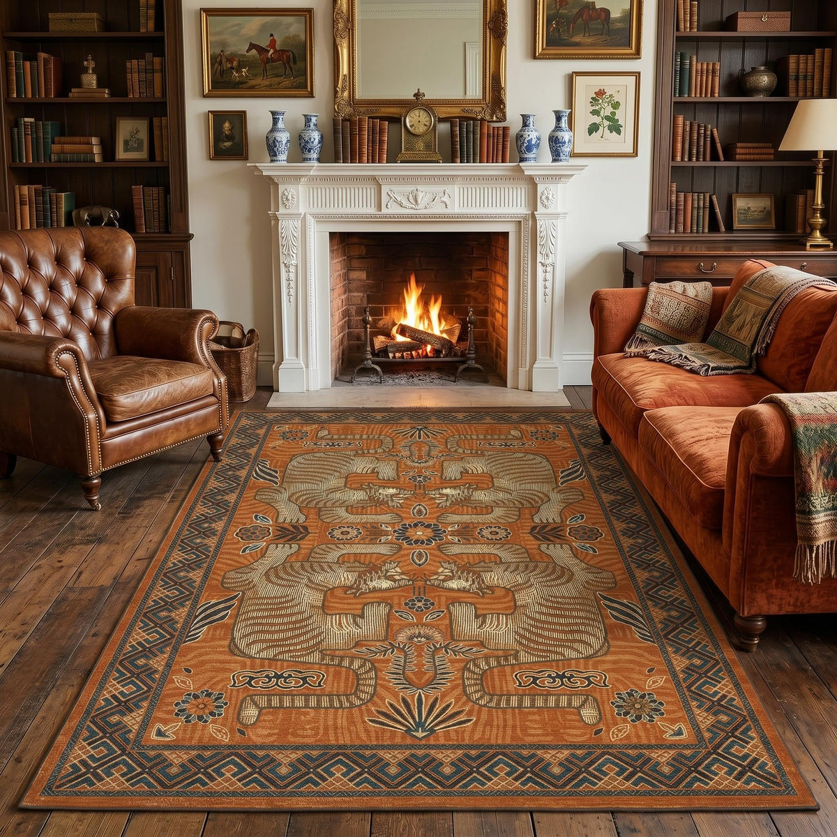 GarveeHome Tiger 8x10 Area Rugs Boho Washable Vintage Non Slip Living Room
