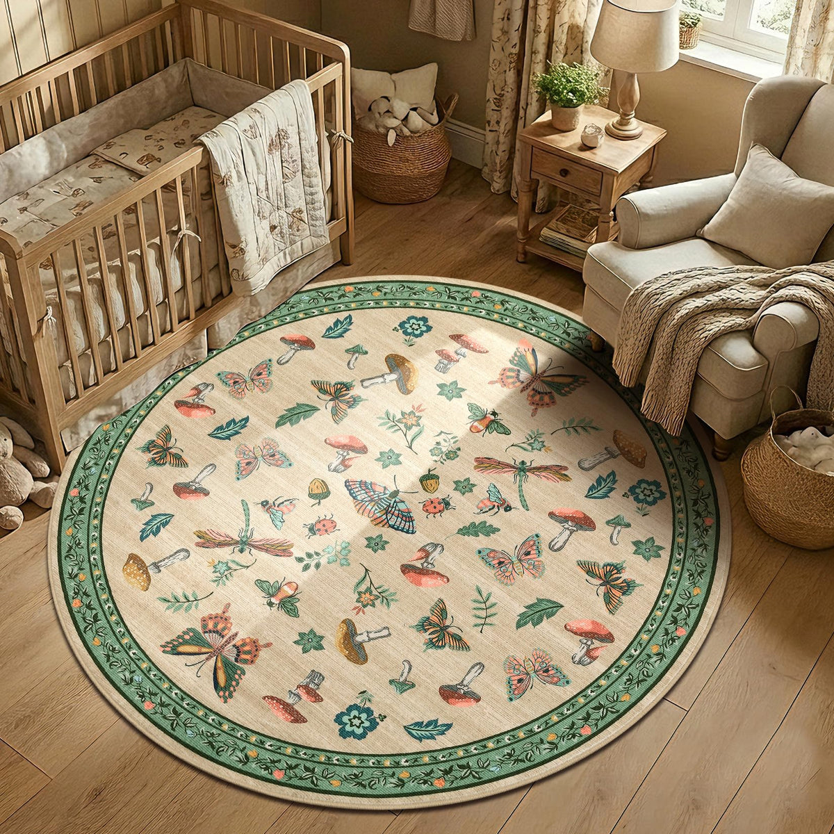ROYHOME Mushroom Insect Washable Rug 5x7 for Bedroom Living Room Brown