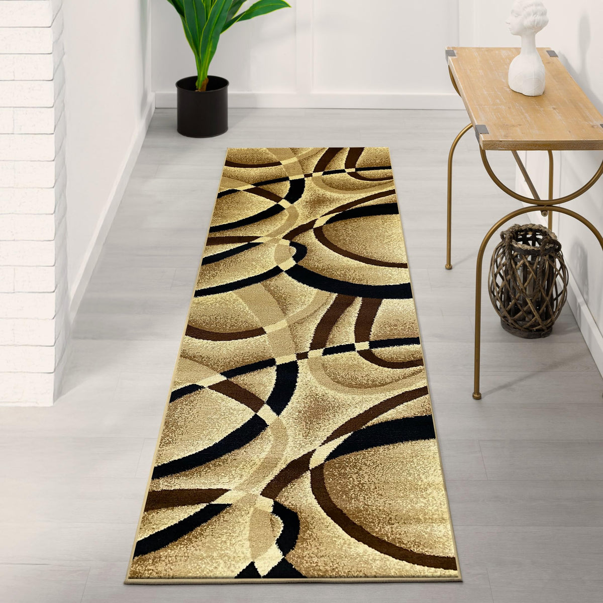 Luxe Weavers Geometric Abstract Area Rug Navy 5x7