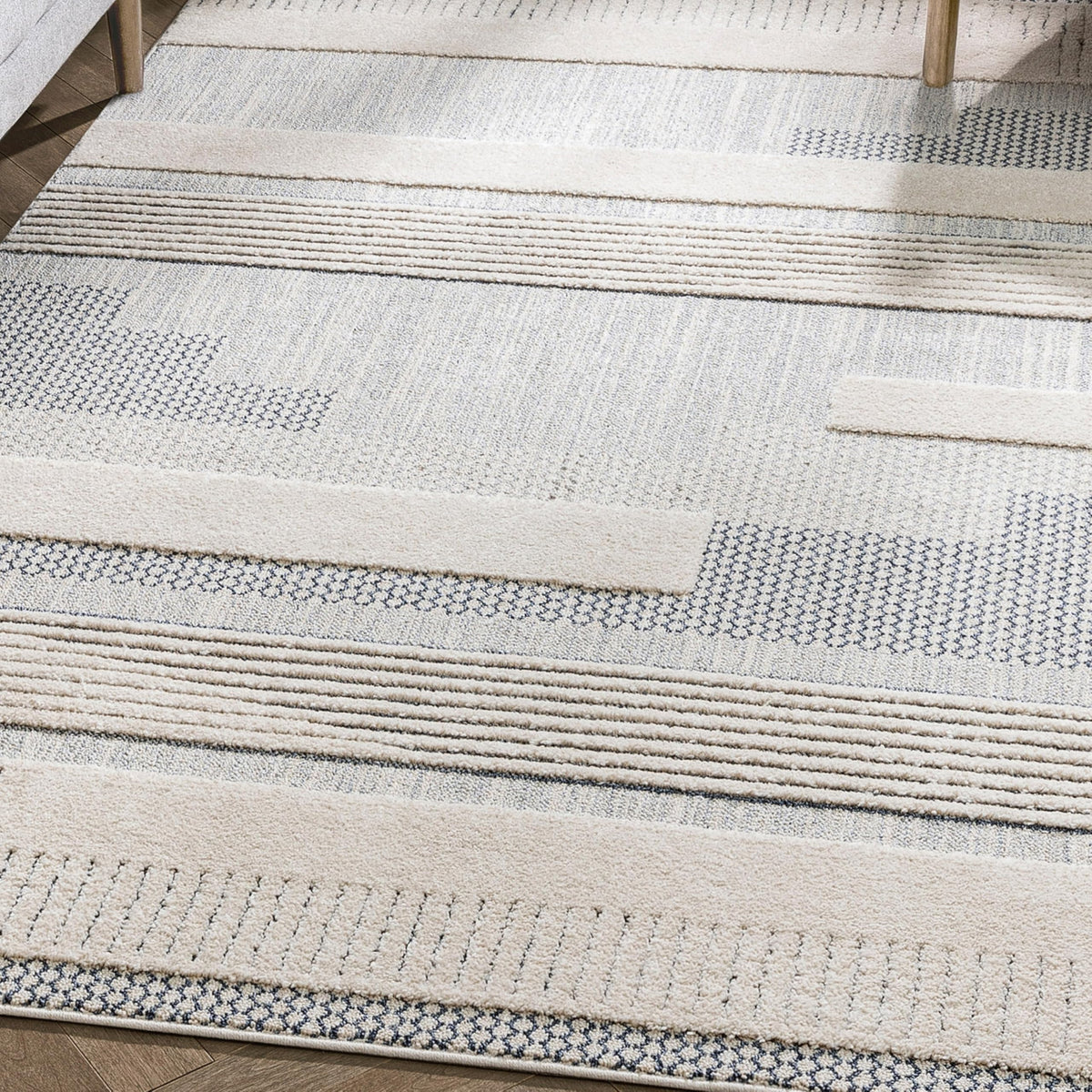 Well Woven Harlow Collection Briar Beige - Modern Tribal Minimalist Geometric 5x7 Area Rug - Ideal for Living Room, Dining Room & Bedroom - Durable, Stain Resistant & Easy to Clean