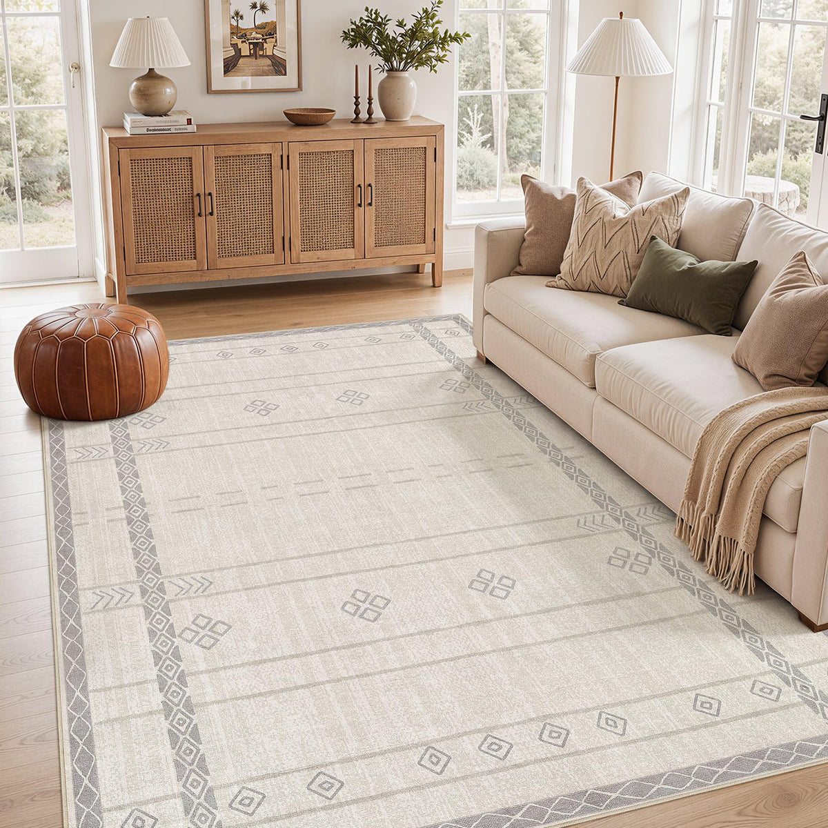 cotiled 6x9 Area Rugs for Living Room: Boho Washable Rug for Dining Room