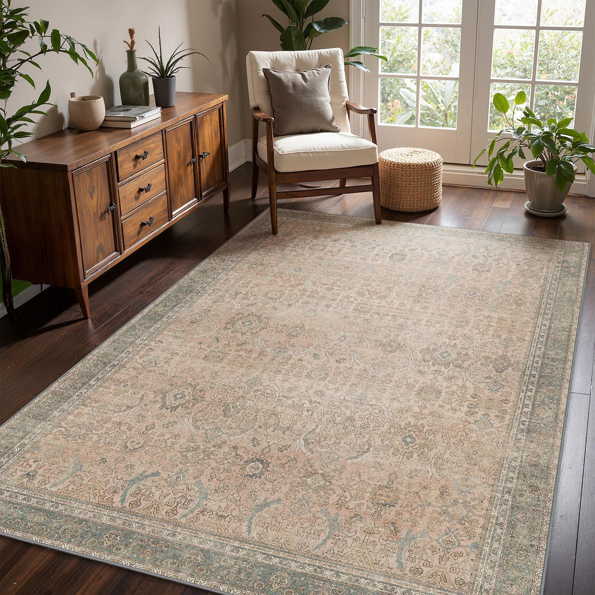 8x10 Area Rug Washable Rug for Living Room Bedroom Non Slip Carpet Taupe