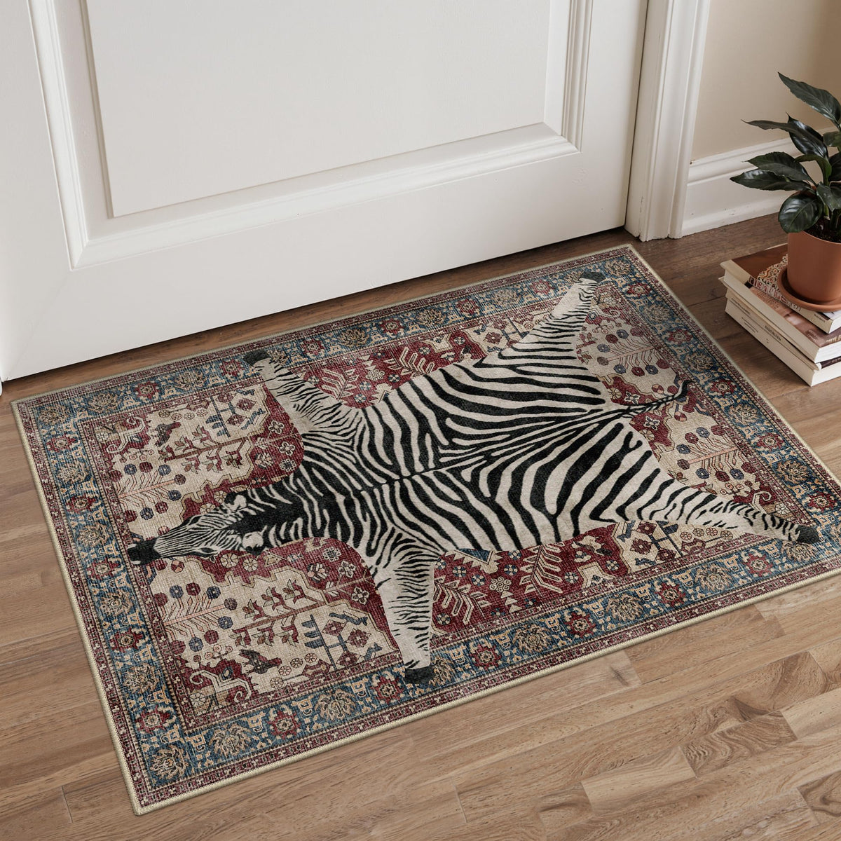 Bavni Leopard Rug 5x7 Cheetah Animal Print Rug Washable Jungle Rugs Blue