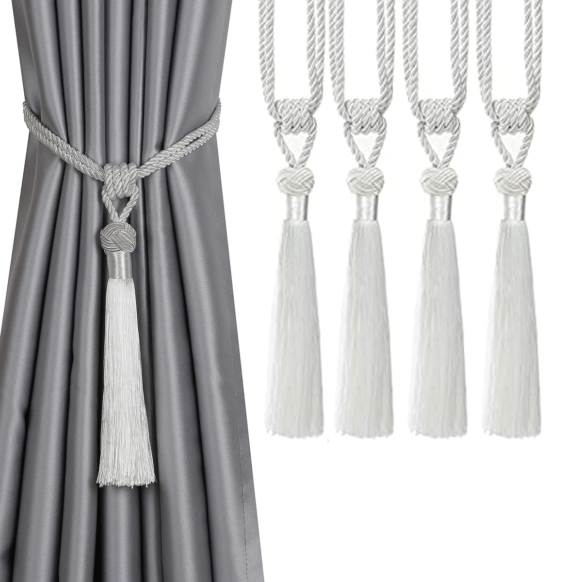 BEL AVENIR 2 Pack Curtain Tiebacks Hand-Woven Tassels Holdbacks