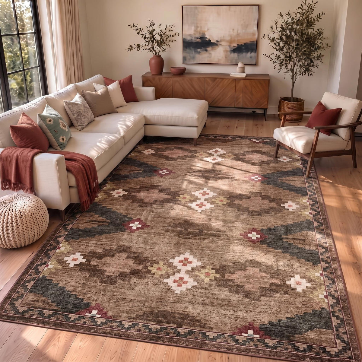 GarveeHome Modern Geometric Bedroom Washable 4x6 Small Living Room Rugs