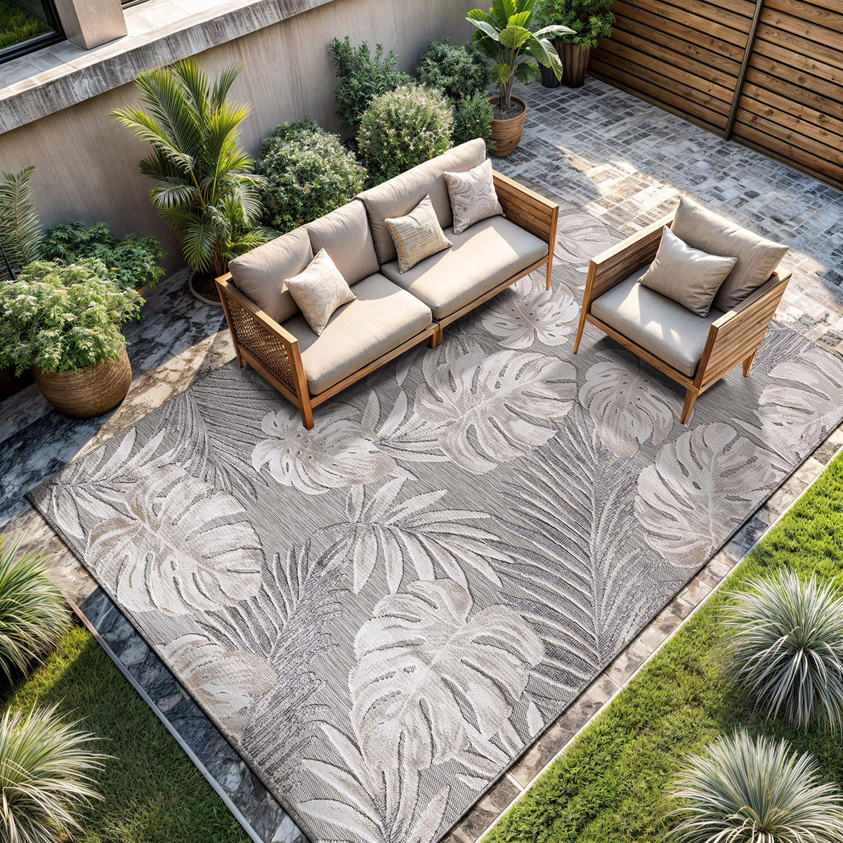 CAMILSON Indoor Outdoor Rug, Multicolor 6x9 Geometric Arch Striped Area Rugs for Patio and Home Areas, Easy-Cleaning Non-Shedding Living Room, Garden and Deck Washable Outside Carpet (6 x 9)